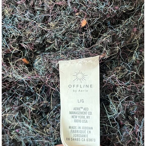 Aerie Offline Ribbed Knit Hooded Knit Sweater Charcoal Heather Gray Size Large - Picture 10 of 11